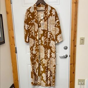 Mine Chic Floral Kimono in Mustard Yellow and Cream